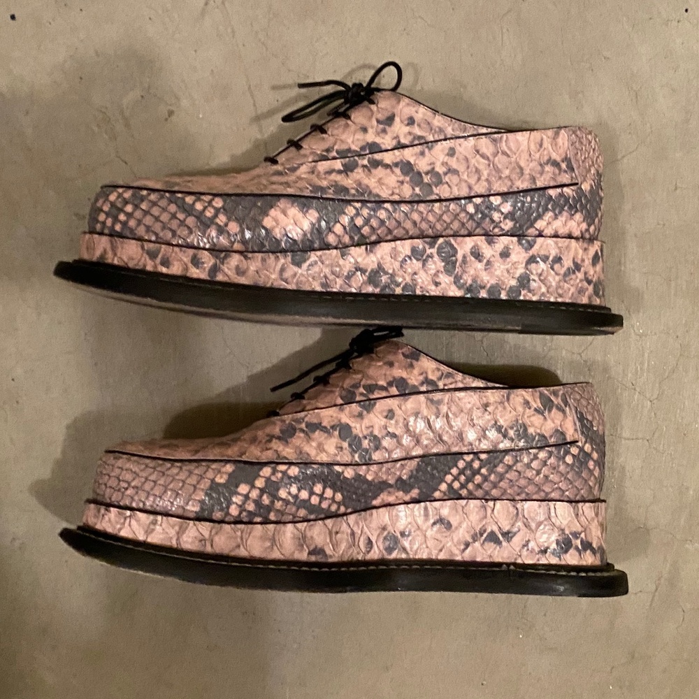 Authentic Jil Sander 40mm Platform Python & Leath… - image 3